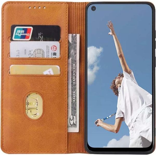 Smartphonica Oppo A52 Custodia In Pelle Con Chiusura Magnetica E Porta Carte A Libro - Marrone-image