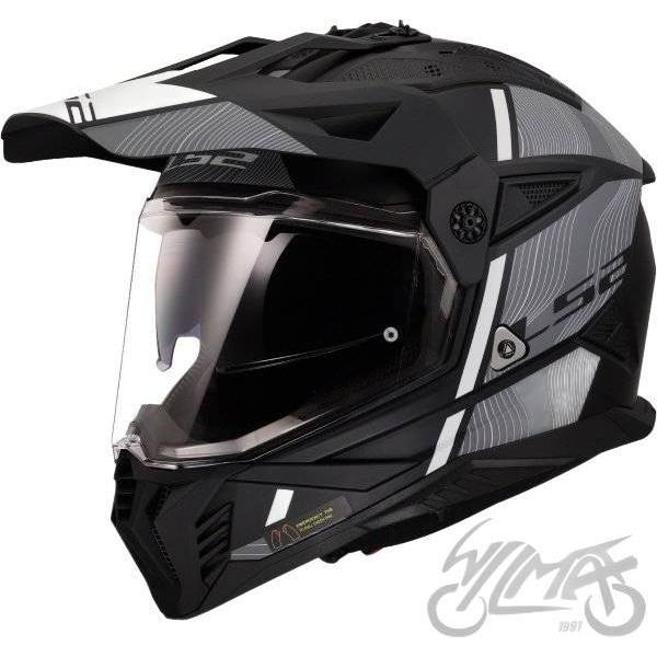 LS2 Casco Da Enduro "MX702 Pioneer Ii Hill"" 3 Nero / Bianco Opaco, Misura 59 / 60 = L"-image
