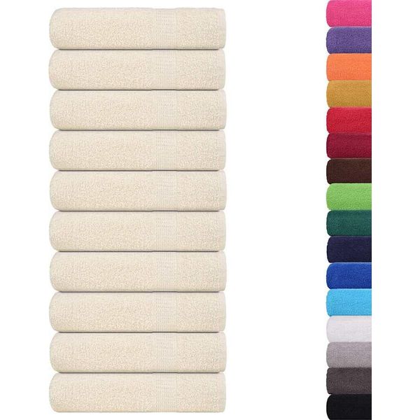 Vidaxl Asciugamani 10 Pezzi Crema 50X100 Cm 360 G/M² 100% Cotone-image