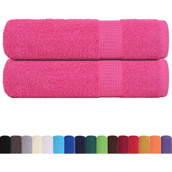 Vidaxl Asciugamani Da Doccia 2 Pz. Rosa 70X140 Cm 360 G/M² 100% Cotone-image