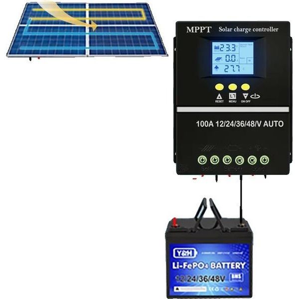 Regolatore Di Carica Solare Mppt, Compatibilità 12V-48V, 100A, 12V 24V 36V 48V, Off Grid Integrato-image
