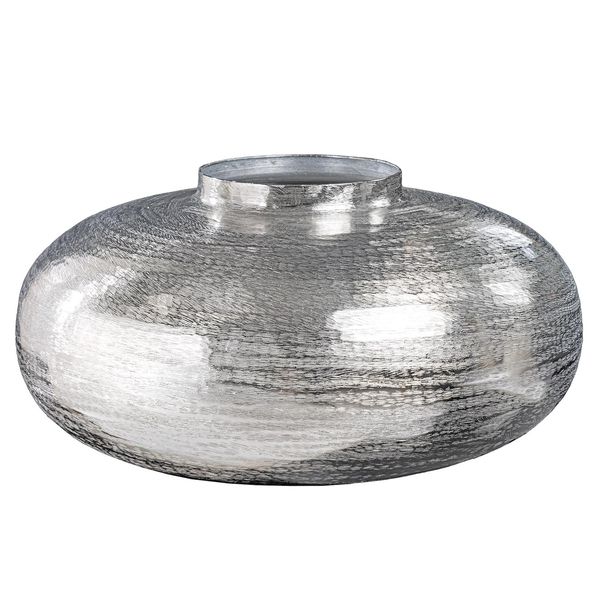 Riess-Ambiente Vase Abstract Orient - Modern Deko 35Cm Silber Rund Metall Hammerschlag-Design-image