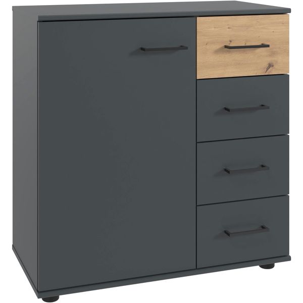 Kombikommode Wimex "Taiga", Grau (Graphit, Artisan), B:81Cm H:83Cm T:41Cm, Holzwerkstoff, Sideboards, Kombikommode, 1 TüRig Und 4 Schubladen-image