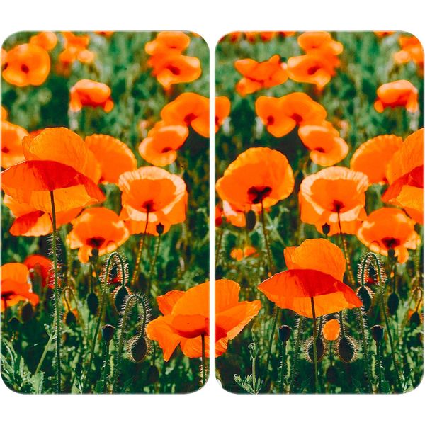 Wenko Set Di 2 Piastre Coprifornello Copri Tagliere In Vetro Campo Di Papaveri-image