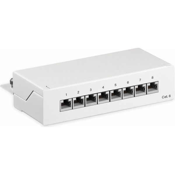 Goobay 62069 Pannello Patch Cat 6 Mini/Desktop, 8 Porte, Bianco - Schermato Stp, Bianco-image