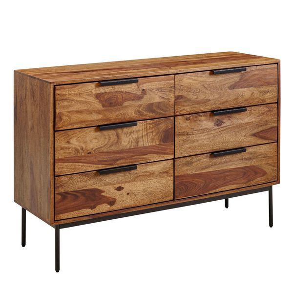 117X80X42 Cm Cassettiera In Legno Massiccio Di Sheesham / Metallo | Wohnling-image