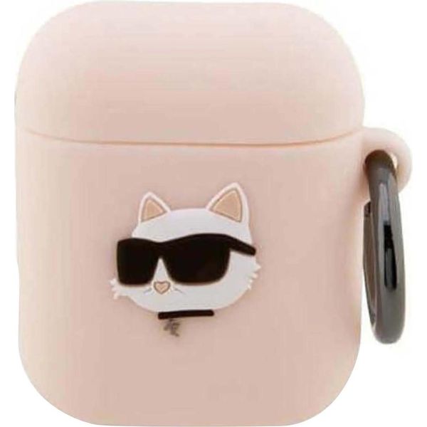 Karl Lagerfeld Kla2Runchp Airpods 1/2 Cover RóżOwy/Pink Silicone Choupette Head 3D-image