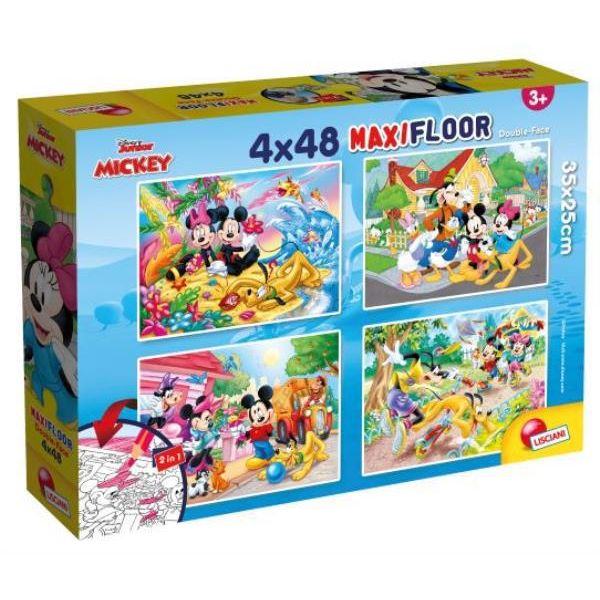 Puzzle Supermaxi Bifacciale 4X48El. 35X25Cm Mickey Mouse. 86610 Lisciani P12-image