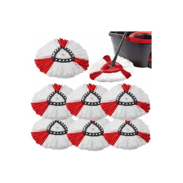 Vileda Turbo 2In1 Easywring Spin Mop, Testine Di Ricambio Per Mop, Mop In Microfibra, Per Mop Per Pavimenti Rotanti O-Zeder 360, Alta Qualità, 7 Pezzi-image