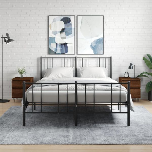 Vidaxl Comodini 2 Pz. Aspetto Rovere Marrone 40X35X50 Cm Materiale A Base Di Legno-image