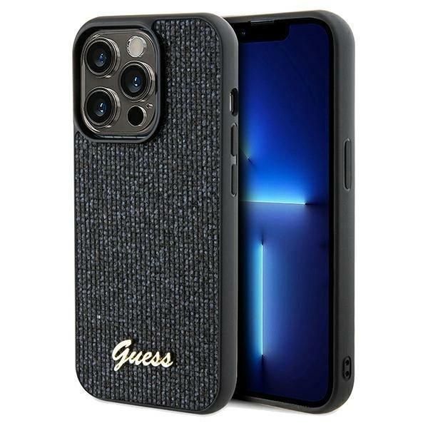 Guess Guhcp13Lpmsdgsk Custodia Rigida Per Iphone 13 Pro / 13 6.1 Czarny/Nero Disco Metal Script-image