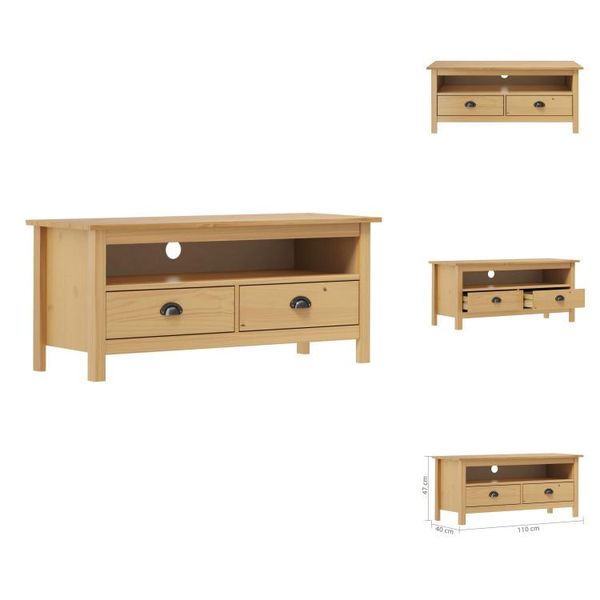 Vidaxl Mobile Tv Hill Marrone Miele 110X40X47 Cm In Legno Di Pino Massiccio - Mobili Tv-image