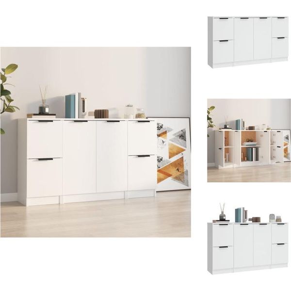 Vidaxl Credenze 3 Pz. Materiale A Base Di Legno Bianco - Credenze-image