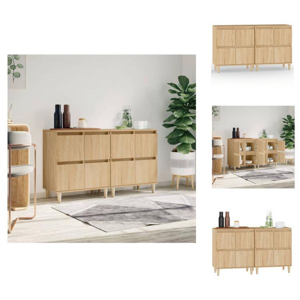 Vidaxl Credenze 2 Pezzi Rovere Sonoma 60X35X70 Cm Materiale A Base Di Legno - Credenze-image