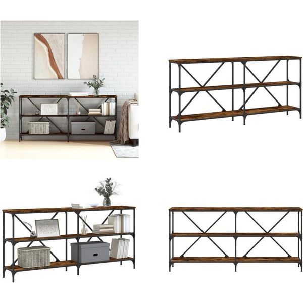 Vidaxl Tavolo Consolle In Rovere Fumé 160X30X75 Cm In Legno E Ferro - Tavolo Consolle - Tavoli Consolle - Tavolo - Tavolo Da Corridoio-image