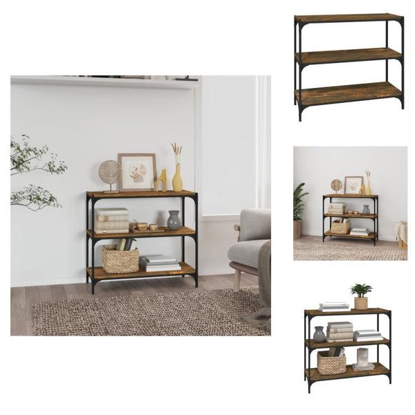 Vidaxl Libreria Rovere Affumicato 80X33X70,5 Cm Materiale A Base Di Legno E Acciaio - Librerie E Scaffali-image