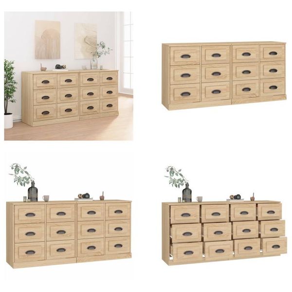 Vidaxl Credenze 2 Pezzi In Legno Di Quercia Sonoma - Credenza - Credenze - Armadio - Credenza-image