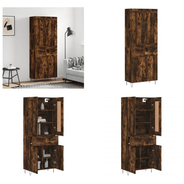 Vidaxl Credenza In Rovere Affumicato 69,5X34X180 Cm Materiale A Base Di Legno - Credenza - Credenze - Madia - Armadio-image