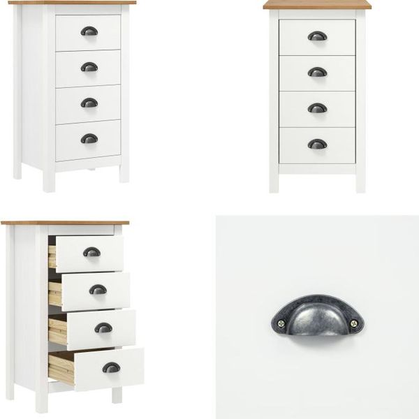 Vidaxl Credenza Hill White 46X35X80 Cm In Pino Massiccio - Credenza - Credenze - Armadio Laterale - Armadi Laterali-image