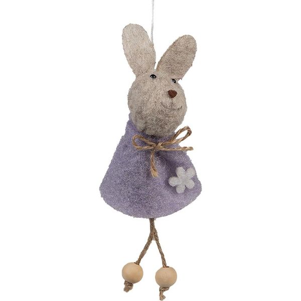 Clayre & Eef Etichetta Pasquale Coniglio 13 Cm Viola Sintetico-image