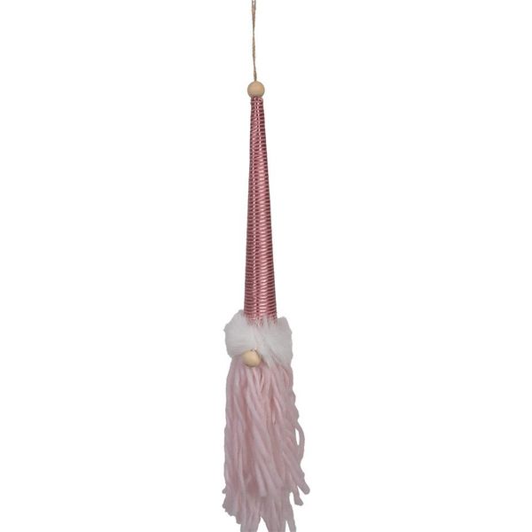 Clayre & Eef Ciondolo Decorativo Gnomo 48 Cm Rosa Sintetico-image