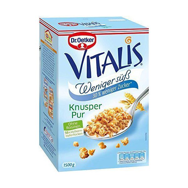 Dr Oetker Vitalis Puro Muesli Croccante Meno Dolce 1500G Confezione Da 2 Pezzi-image