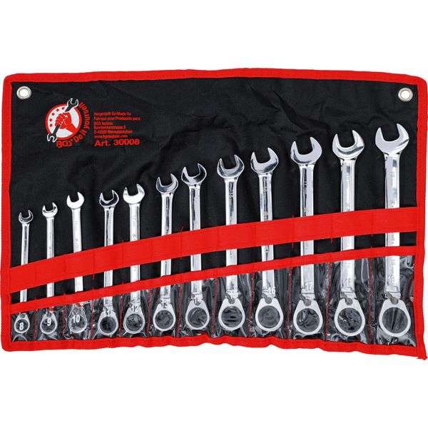 Bgs Set Di Chiavi Ad Anello A Cricchetto Reversibili Sw 8 - 19 Mm 12 Pz.-image