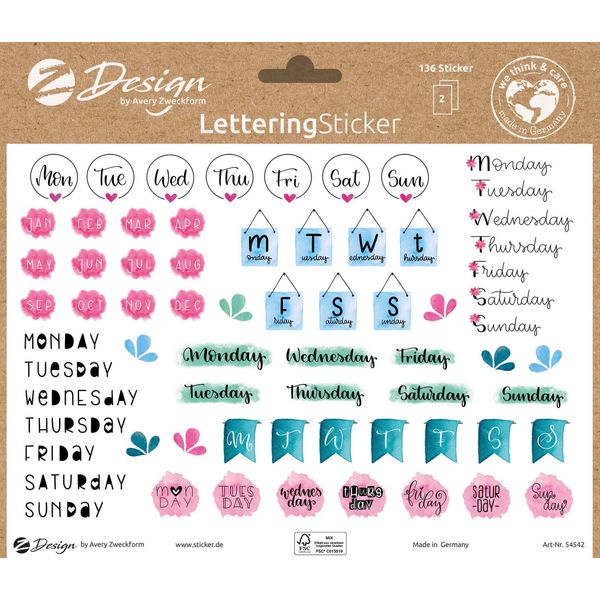 Avery Zweckform 54542 Avery Zweckform Zdesign Trend Sticker Letteratura Giorno+Mese-image