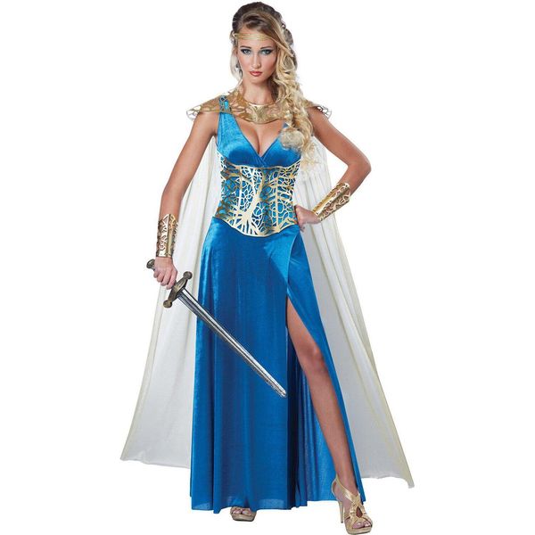 Costume Da Donna Guerriero Medievale Blu-Oro - M (40/42)-image
