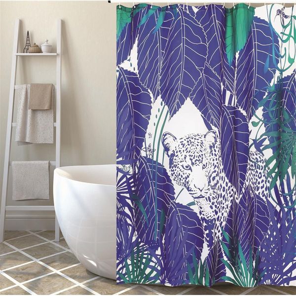 Msv Tenda Da Doccia Antimuffa - Antibatterica, Lavabile, Impermeabile, - Poliestere, "Rain Forest"" 180X200Cm"-image