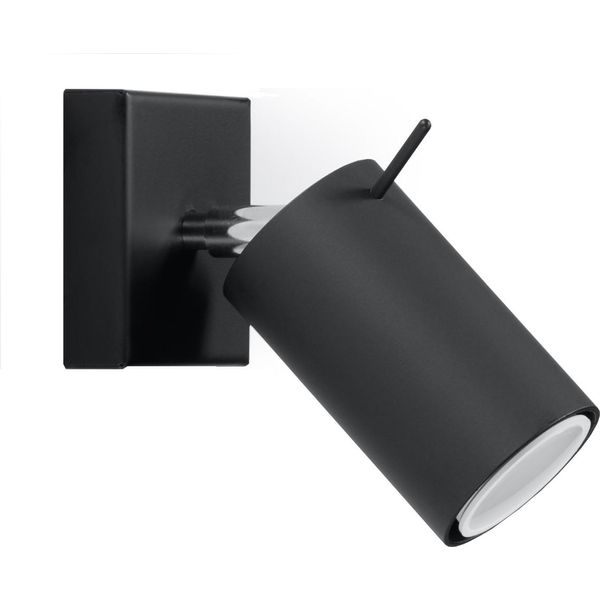 Lampada Da Parete Ring Nero 1Xgu10 10W Acciaio 8X16X8Cm Sollux Lighting-image