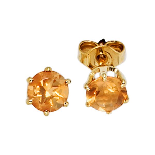 Paar Ohrstecker Jobo, Gelb (Gelbgold 585), Ohrringe, Damen, 5,3Mm, Gelbgold 585, Rund 585 Gold Mit Citrin-image