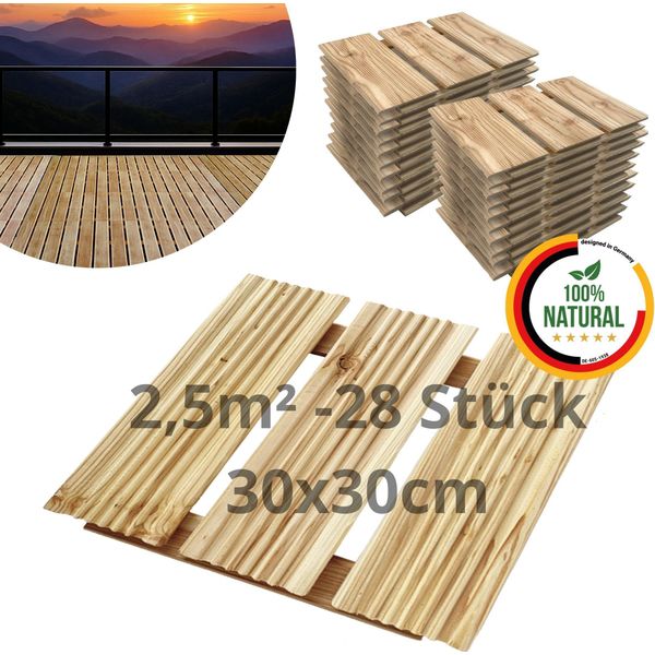 Floranica Piastrelle In Legno 30 X 30 Cm 28 Pz./ 2 5 M² Non Trattato Pavimentazione Da Esterno Per Giardino, Terrazze E Balconi-image