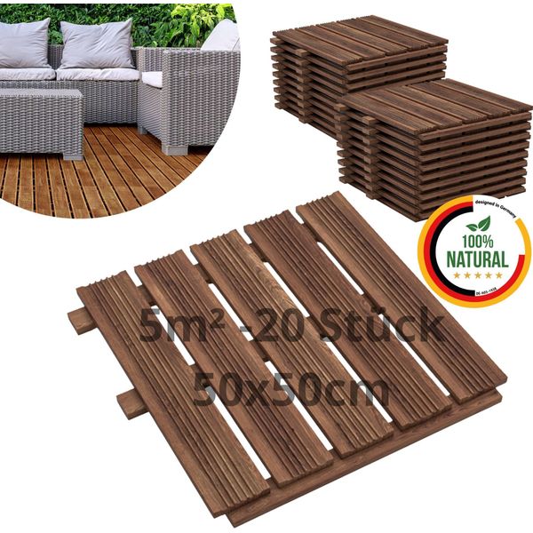 Floranica Piastrelle In Legno 50 X 50 Cm 20 Pz./ 5 M² Marrone Pavimentazione Da Esterno Per Giardino, Terrazze E Balconi-image