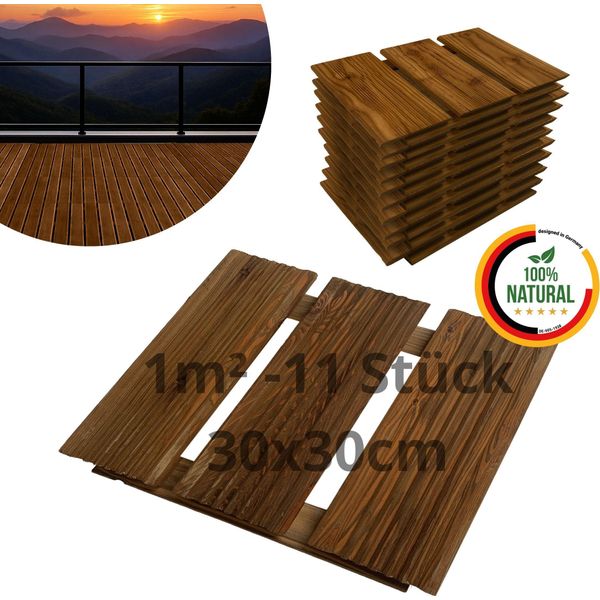 Floranica Piastrelle In Legno 30 X 30 Cm 11 Pz./ 1 M² Marrone Pavimentazione Da Esterno Per Giardino, Terrazze E Balconi-image
