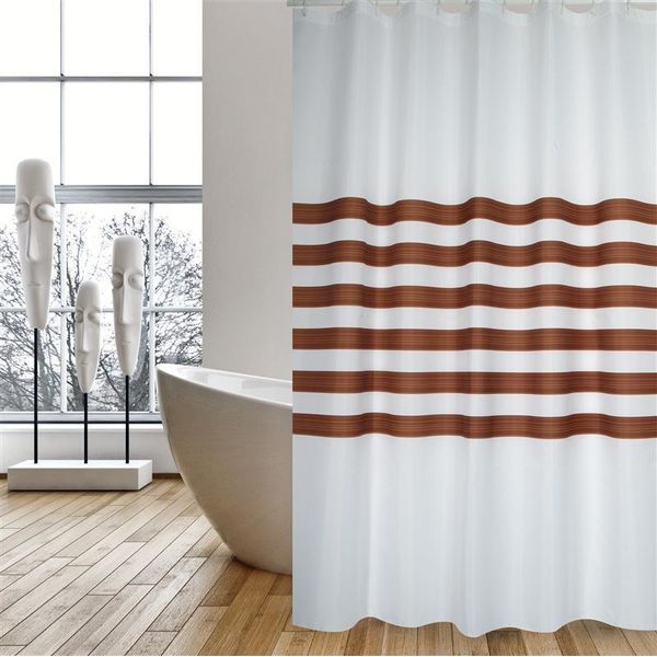 Msv Tenda Da Doccia In Tessuto Antimuffa - Antibatterica, Lavabile, 100% Impermeabile - Poliestere, "Rayas"" 180X200Cm - Spain"-image