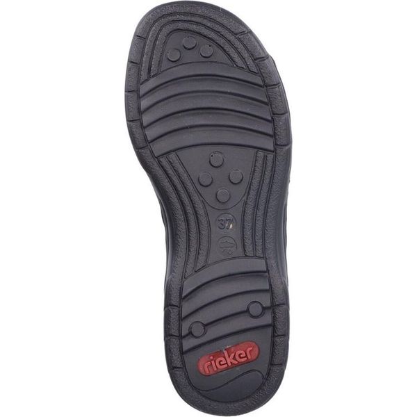 Rieker Sandalo Da Donna In Pelle Con Fibbia E Velcro 64561, Misura:37 Eu, Colore:Nero-image