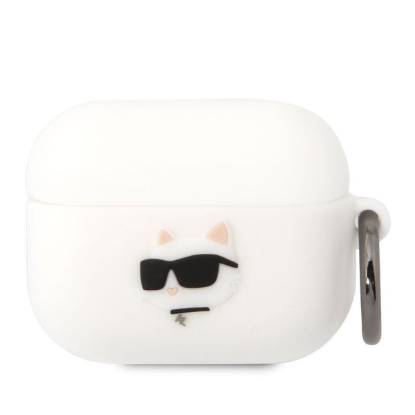 Karl Lagerfeld Klaprunchh Airpods Pro Cover BiałY/Bianco Silicone Choupette Head 3D-image