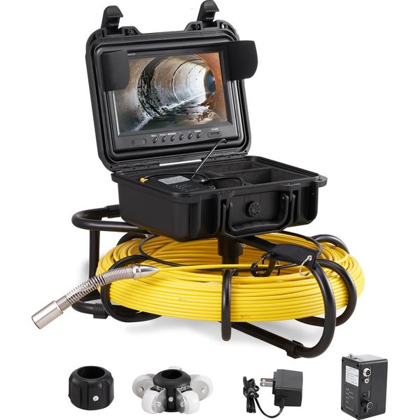 Vevor 91,5 M 9" Telecamera Per Tubi Telecamera Per Fognature Telecamera Di Ispezione Telecamera Endoscopio 720P 6 Ore."-image