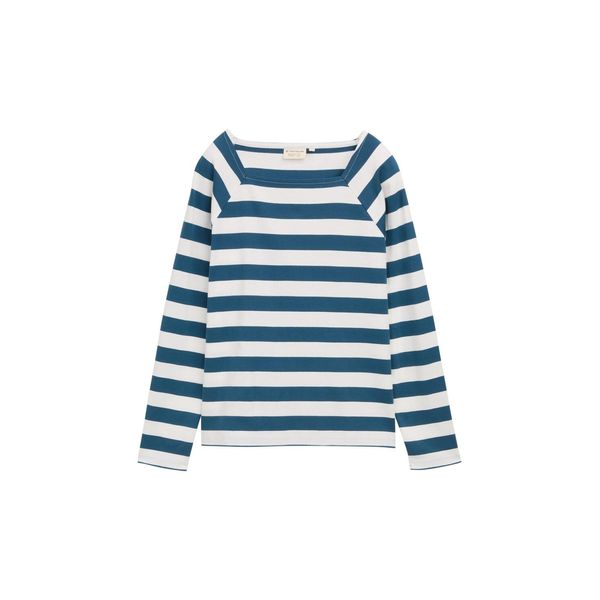 Tom Tailor Damen Langarmshirt Mit Streifenmuster, Blau, Gestreift, Gr. S-image