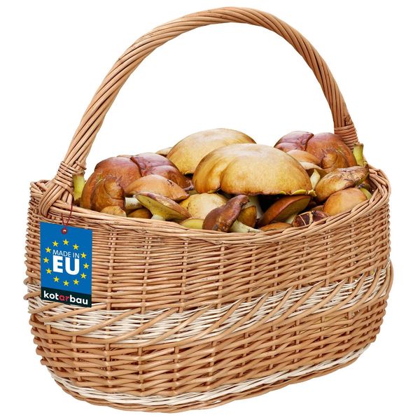Kotarbau® Cesto Di Vimini Cesto Da Picnic Intrecciato 450 X 280 Mm Cesto Di Vimini Marrone Grande Cesto Per La Spesa Intrecciato Cesti Di Vimini Cesto Con Manico Cesti Per La Spesa In Vimini Cesto Di Vimini Cesto A Fungo Cesto Di Vimini-image