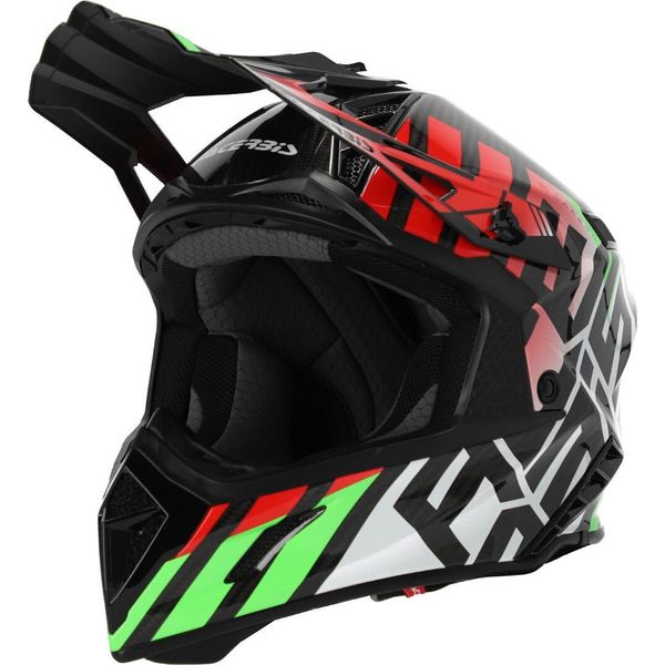Casco Da Motocross Acerbis Steel Carbon 22.06 Verde Rosso Nero Lucido Taglia M-image