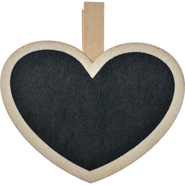 Clayre & Eef Lavagna Cuore 8X2X8 Cm Legno Nero-image