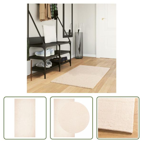 The Living Store Tappeto Huarte A Pelo Corto Morbido E Lavabile Beige 60X110 Cm-image