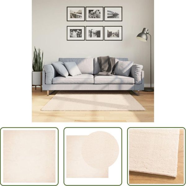 The Living Store Tappeto Huarte A Pelo Corto Morbido E Lavabile Beige 120X120 Cm-image