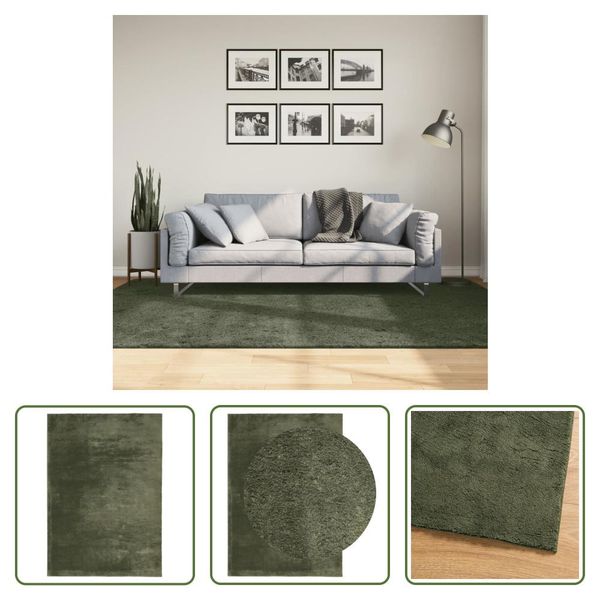 The Living Store Tappeto Huarte A Pelo Corto Morbido E Lavabile Verde Bosco 160X230 Cm-image
