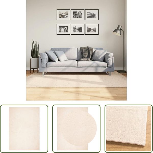 The Living Store Tappeto Huarte A Pelo Corto Morbido E Lavabile Beige 140X200 Cm-image