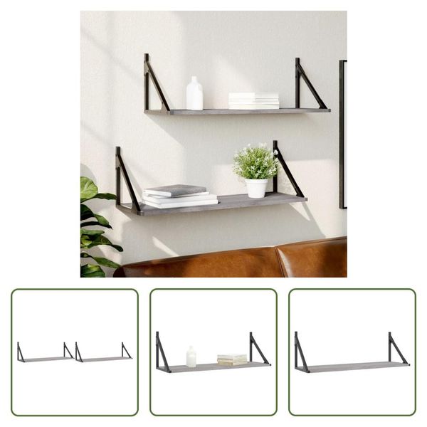 The Living Store Mensole Da Parete 2 Pz. Grigio Sonoma 80X25X25,5 Cm Materiale A Base Di Legno-image