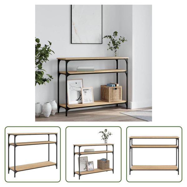 The Living Store Tavolo Consolle Rovere Sonoma 100X29X75 Cm Materiale A Base Di Legno-image