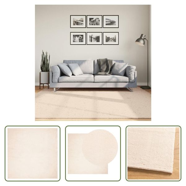 The Living Store Tappeto Huarte A Pelo Corto Morbido E Lavabile Beige 200X200 Cm-image